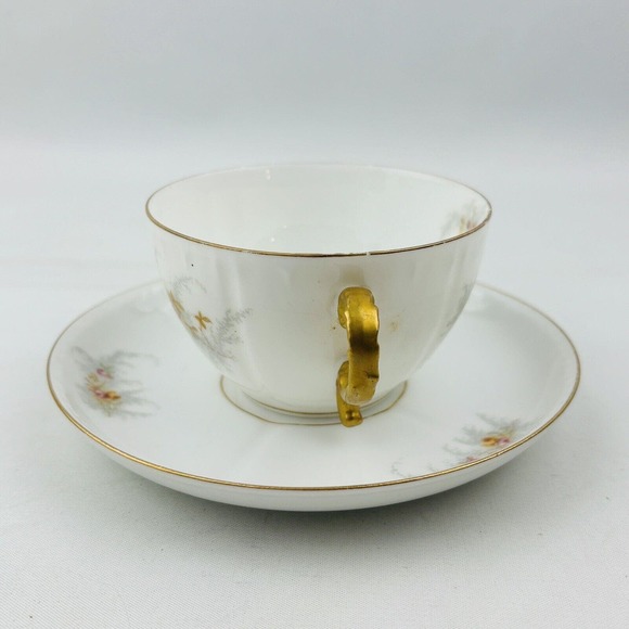 Limoges Elite 6 Cup & Saucer Set Lot Pink Yellow Floral Spray Gold Rim J.Mc.D&S - Picture 7 of 14